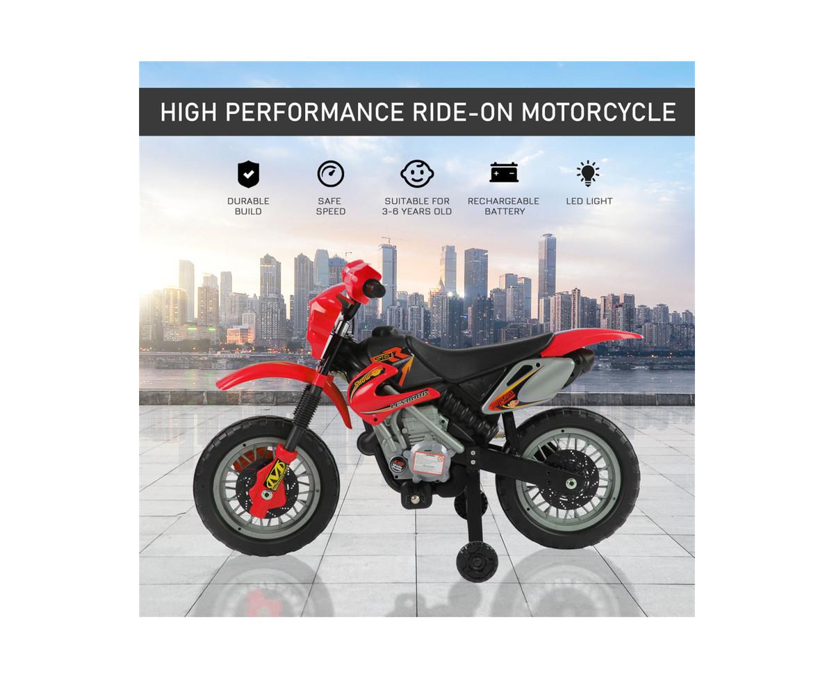 Yobtop 6V Kids Electric Motorcycle Dirt Bike Training-Wheel Battery-Powered Rechargeable Ride-On Toy, Ages 5+