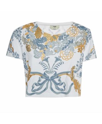 Women's Floral Print Cotton Knit Crop Top