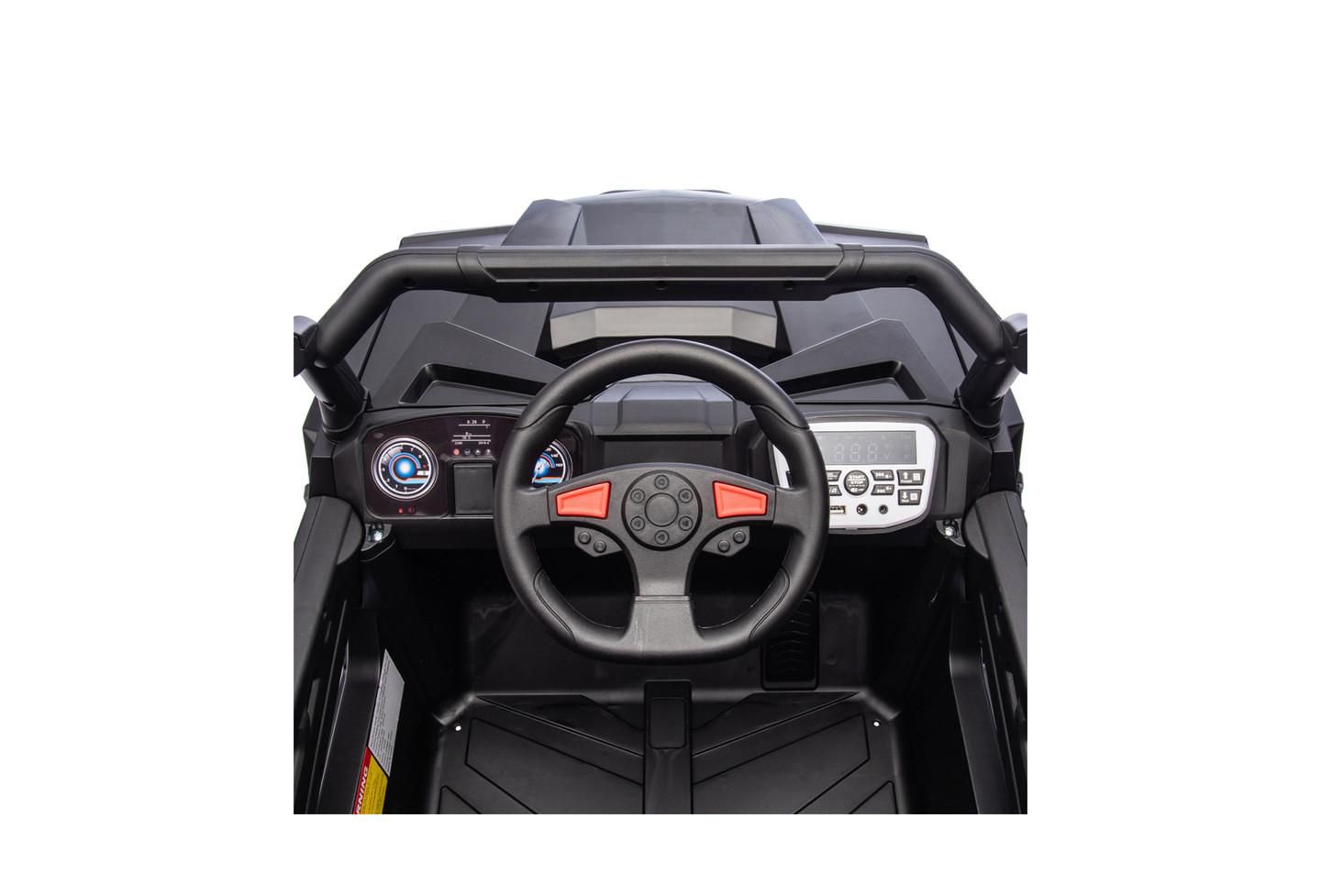 Детская игрушка YOBTOP 24V 400W Kids Ride On Electric UTV - Parents Remote Control, Four-Wheel Suspension, LED Lights, USB and MP3 Music and Bluetooth for Kids, цвет: Чёрный красный — фото 6