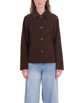 Women's Nubuck Faux Leather Car Coat