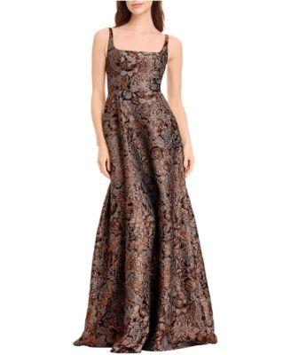 Women's Vienna Square-Neck Metallic-Jacquard Ball-Gown Dress
