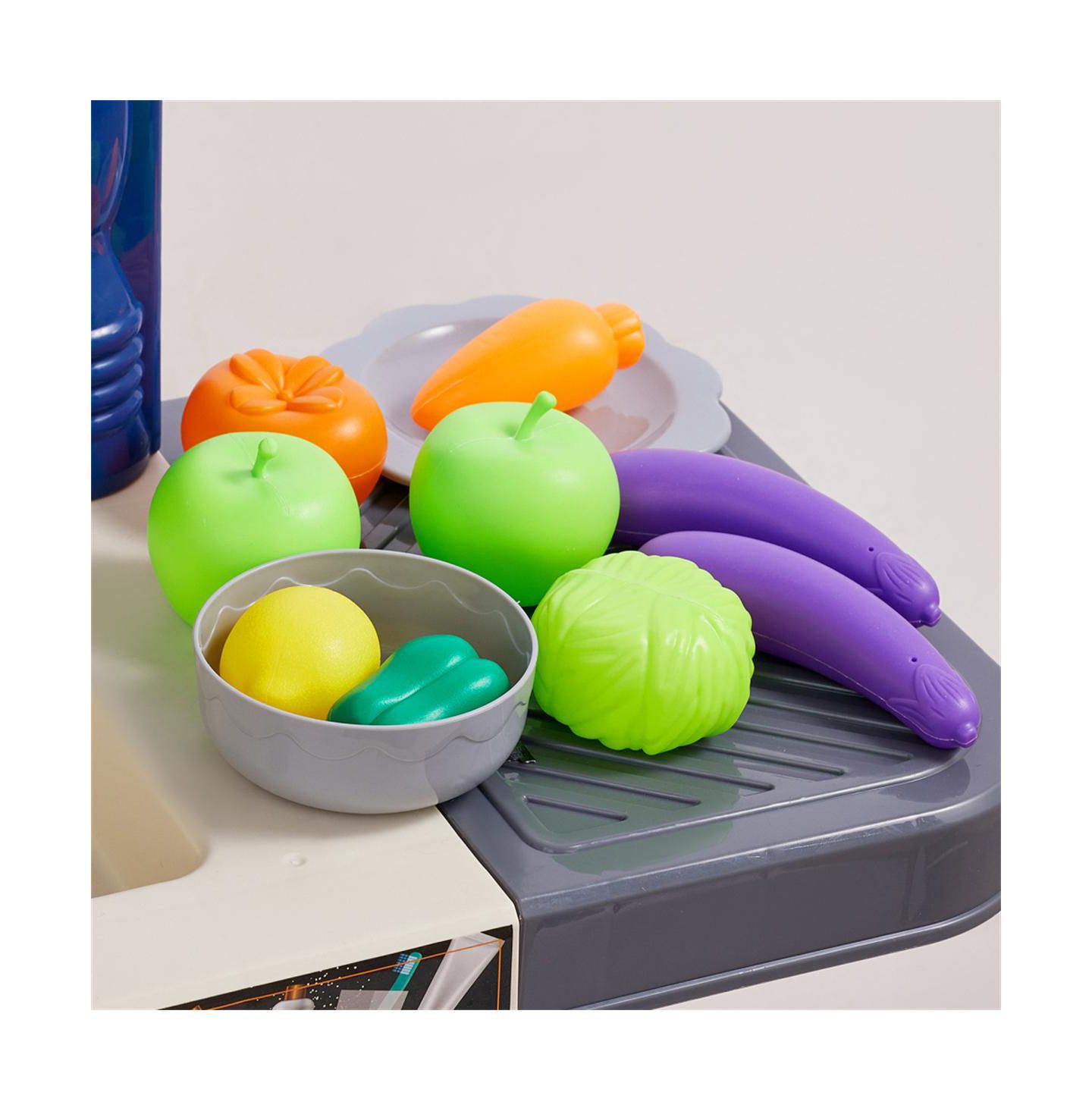 Детский игровой набор YOBTOP 3-in-1 Kids Kitchen Playset with 74 Accessories, Ages 3+, цвет: Синий — фото 8