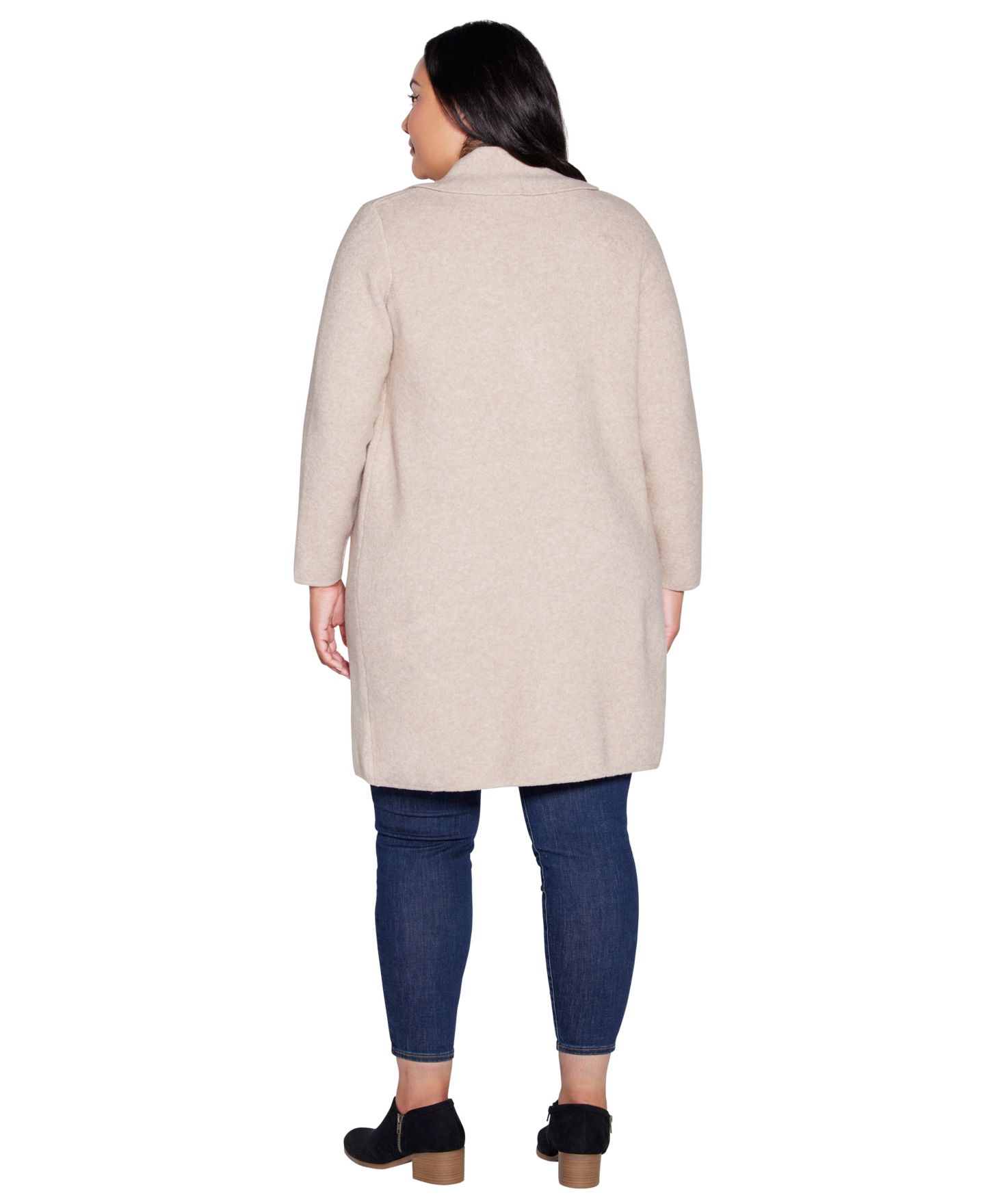 Женский кардиган Belldini Plus Size Duster Shawl Collar Long-Sleeve, цвет: Меланжевый овсяный — фото 3
