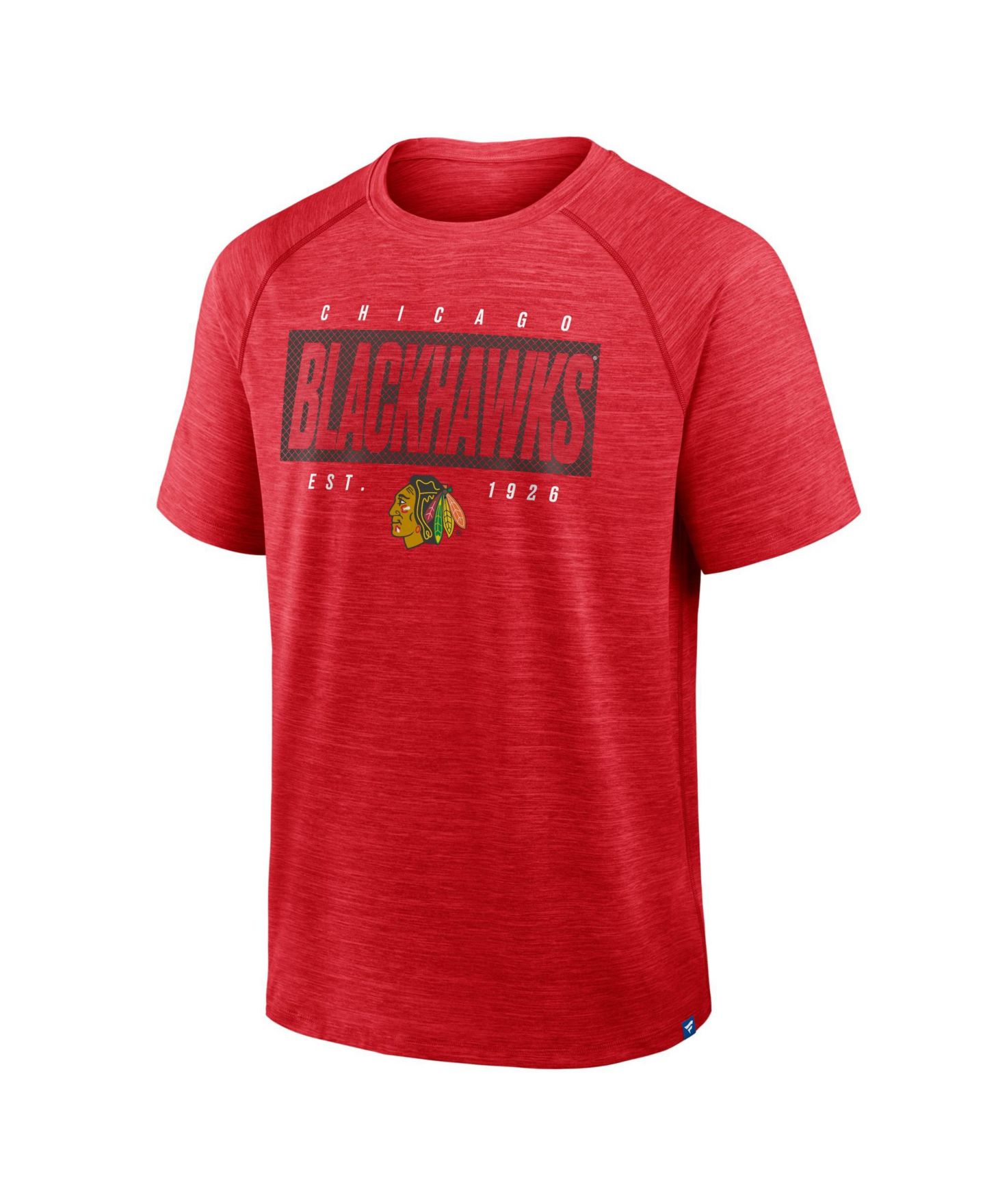 Мужская футболка Fanatics Heather Red Chicago Blackhawks Breakaway Clutch Raglan — фото 3