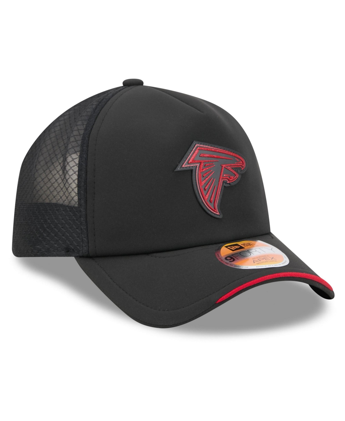 New Era Men's Black Atlanta Falcons 2026 Sideline Apex 9FORTY Adjustable Trucker Hat