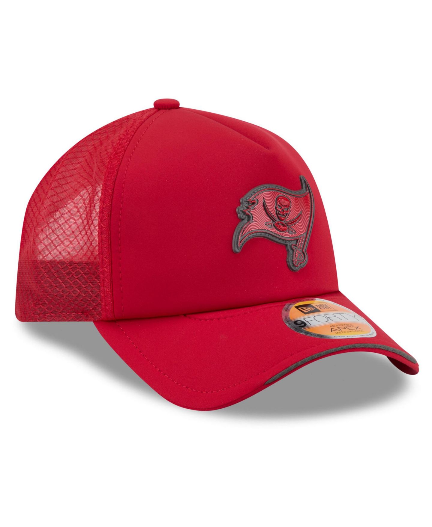 Мужская кепка New Era Red Tampa Bay Buccaneers 2026 Sideline Apex 9FORTY Adjustable Trucker Hat — фото 4