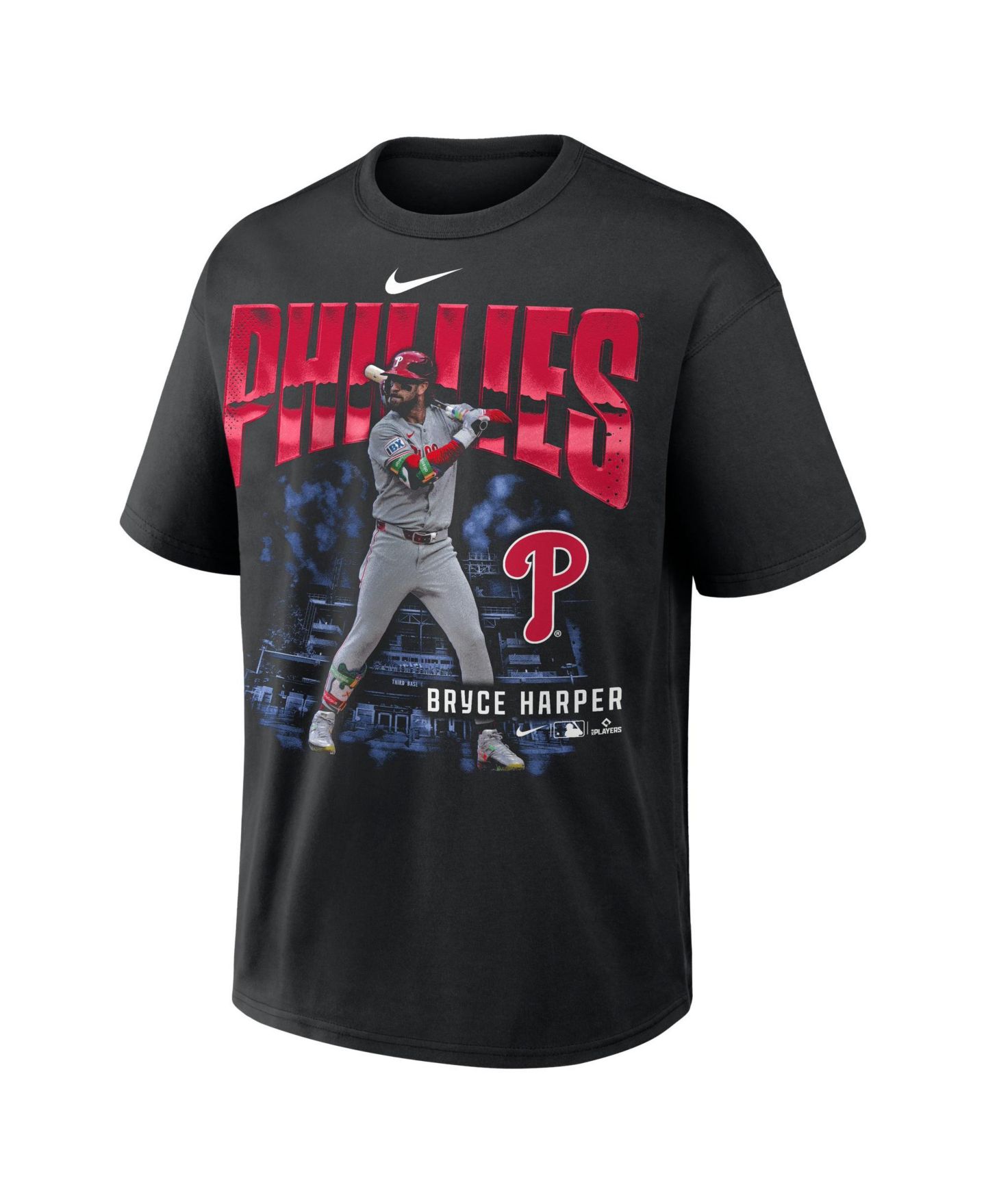 Мужская футболка Nike Bryce Harper Black Philadelphia Phillies Enlarged Player Graphic Max90 Heavyweight — фото 2