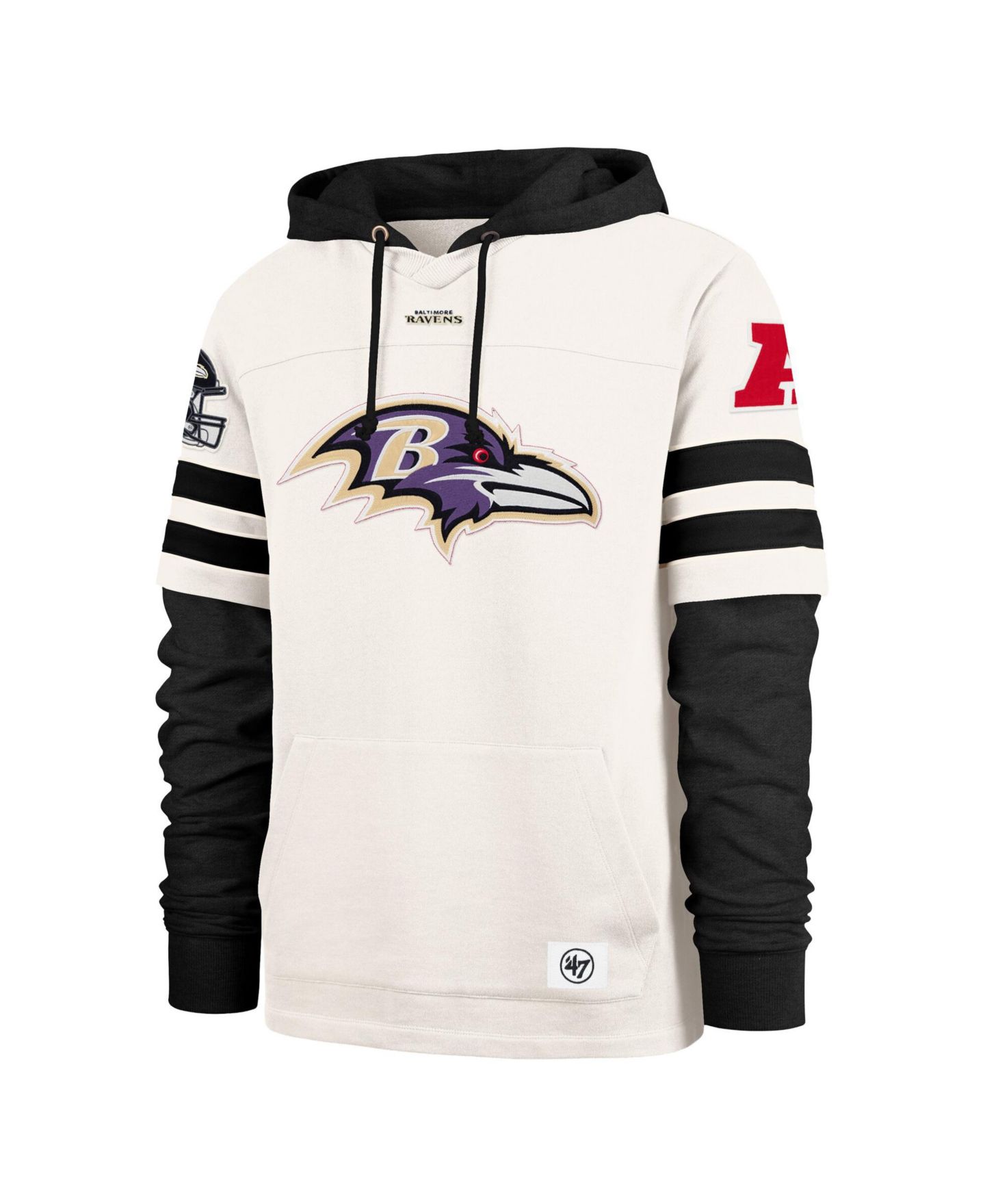 Мужские худи '47 Brand Cream Baltimore Ravens Split Zone Cornerback Duo Lacer — фото 3
