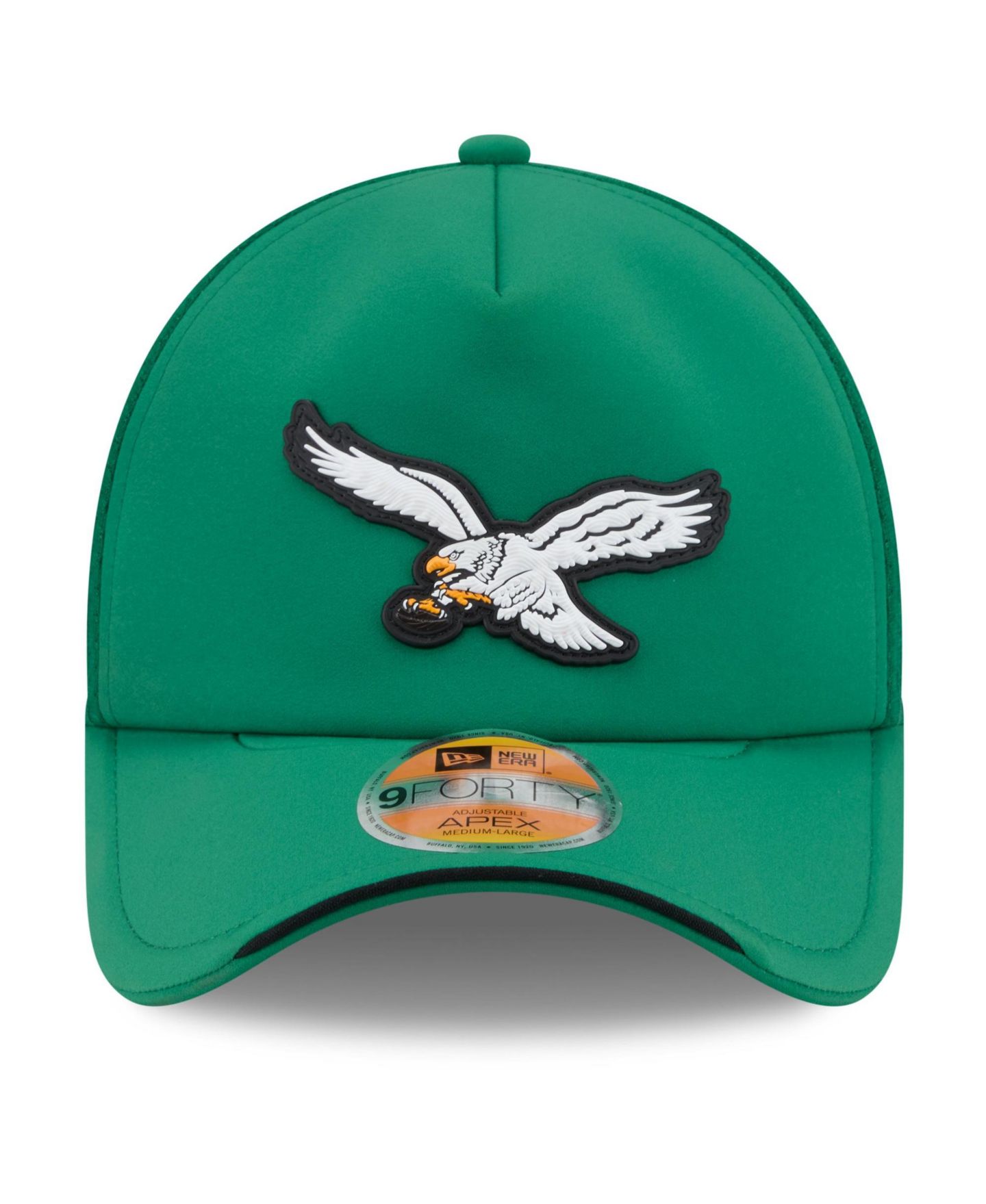 Мужская кепка New Era Kelly Green Philadelphia Eagles 2026 Sideline Throwback Apex 9FORTY Adjustable Trucker Hat — фото 5