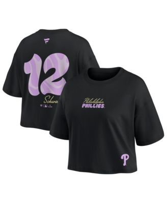 Women's Kyle Schwarber Black Philadelphia Phillies Name Number Cropped Top