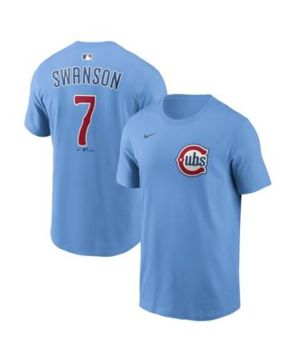 Men's Dansby Swanson Light Blue Chicago Cubs Name Number T-Shirt