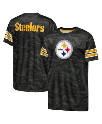 Big Boys and Girls Black Pittsburgh Steelers Slant Route Performance T-Shirt