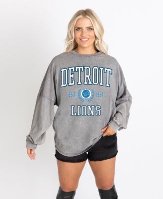 Women's Gray Detroit Lions Oversized Final Score Snow WashLong sleeves T-Shirt
