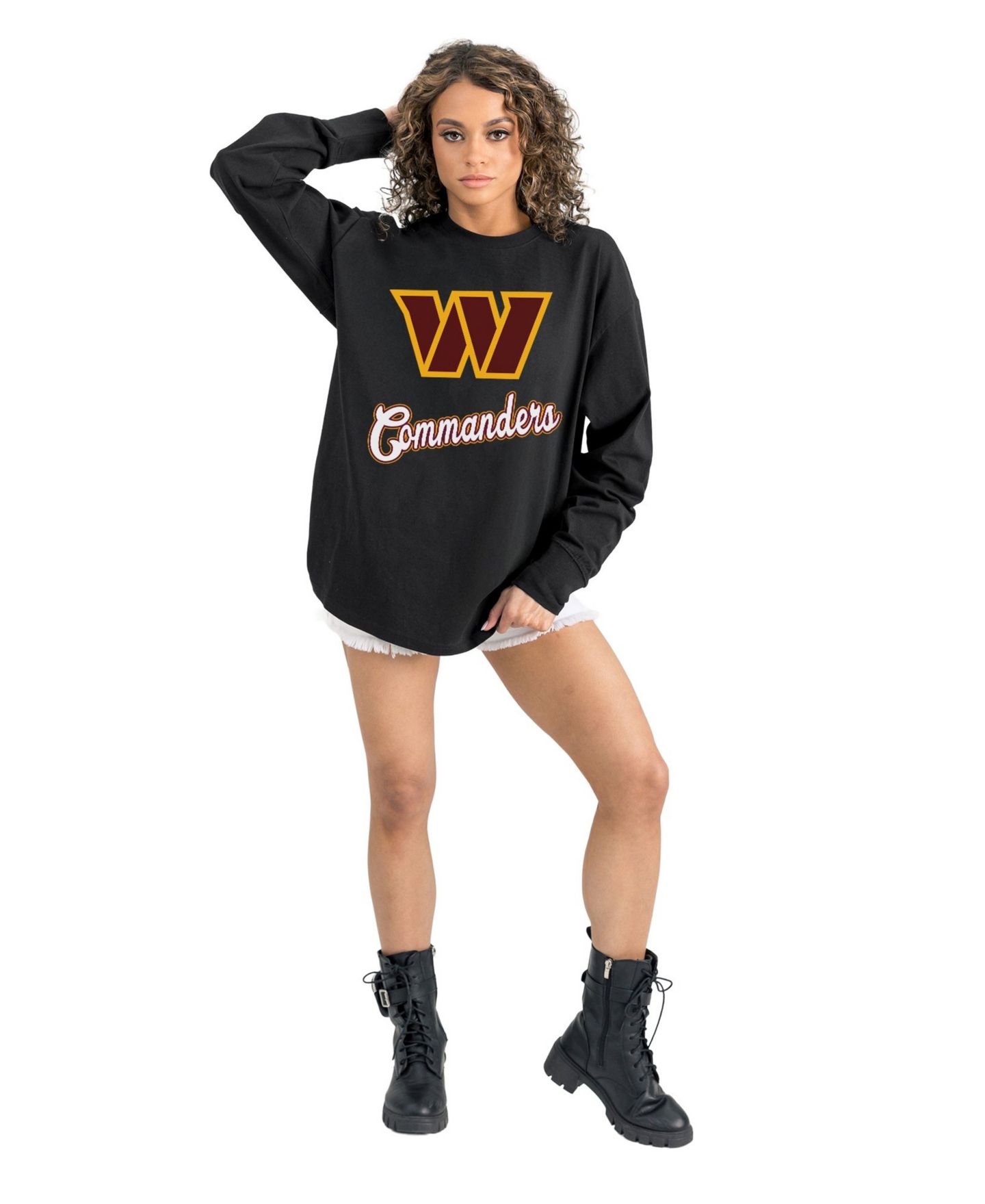 Женская футболка Gameday Couture Black Washington Commanders Oversized Long Sleeve — фото 2