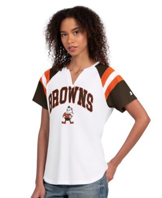 Women's White Cleveland Browns Game On Notch Neck T-Shirt