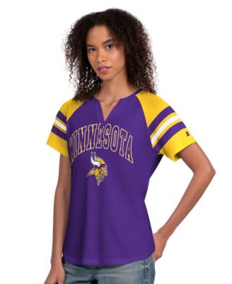 Women's Purple Minnesota Vikings Game On Notch Neck Raglan T-Shirt