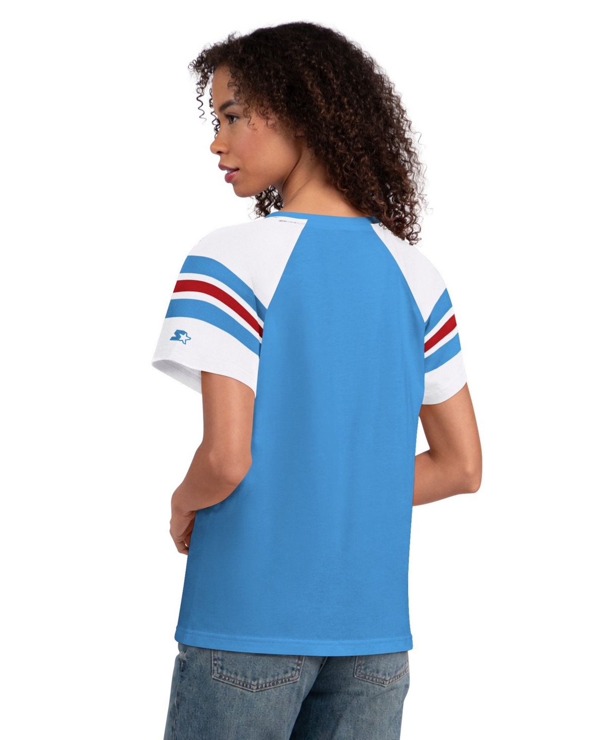 Starter Women's Light Blue Tennessee Titans Game On Notch Neck Raglan T-Shirt