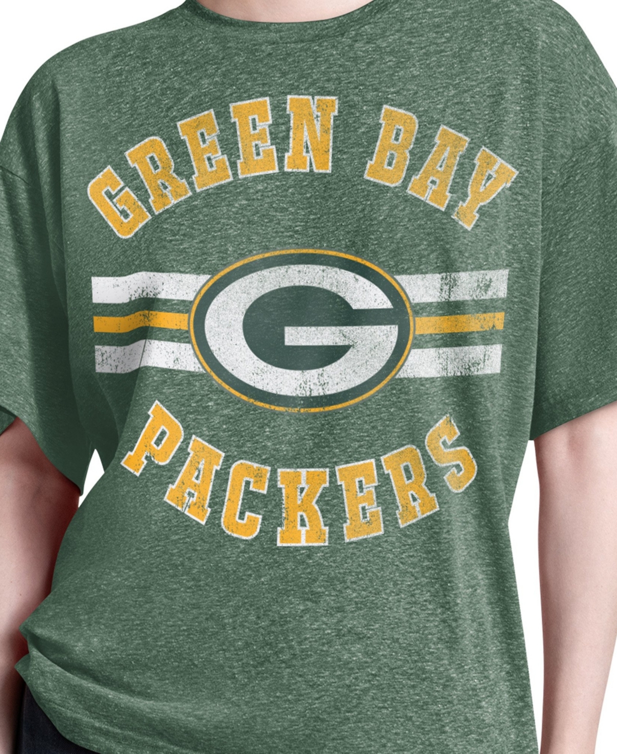 Starter Women's Green Bay Packers Jump Shot Boyfriend Tri-Blend T-Shirt
