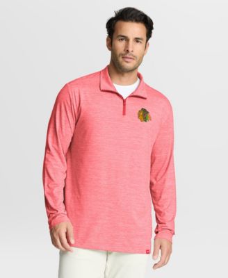 Men's Heather Red Chicago Blackhawks Clutch Boarding Poly Quarter-Zip Pullover Sweatshirt