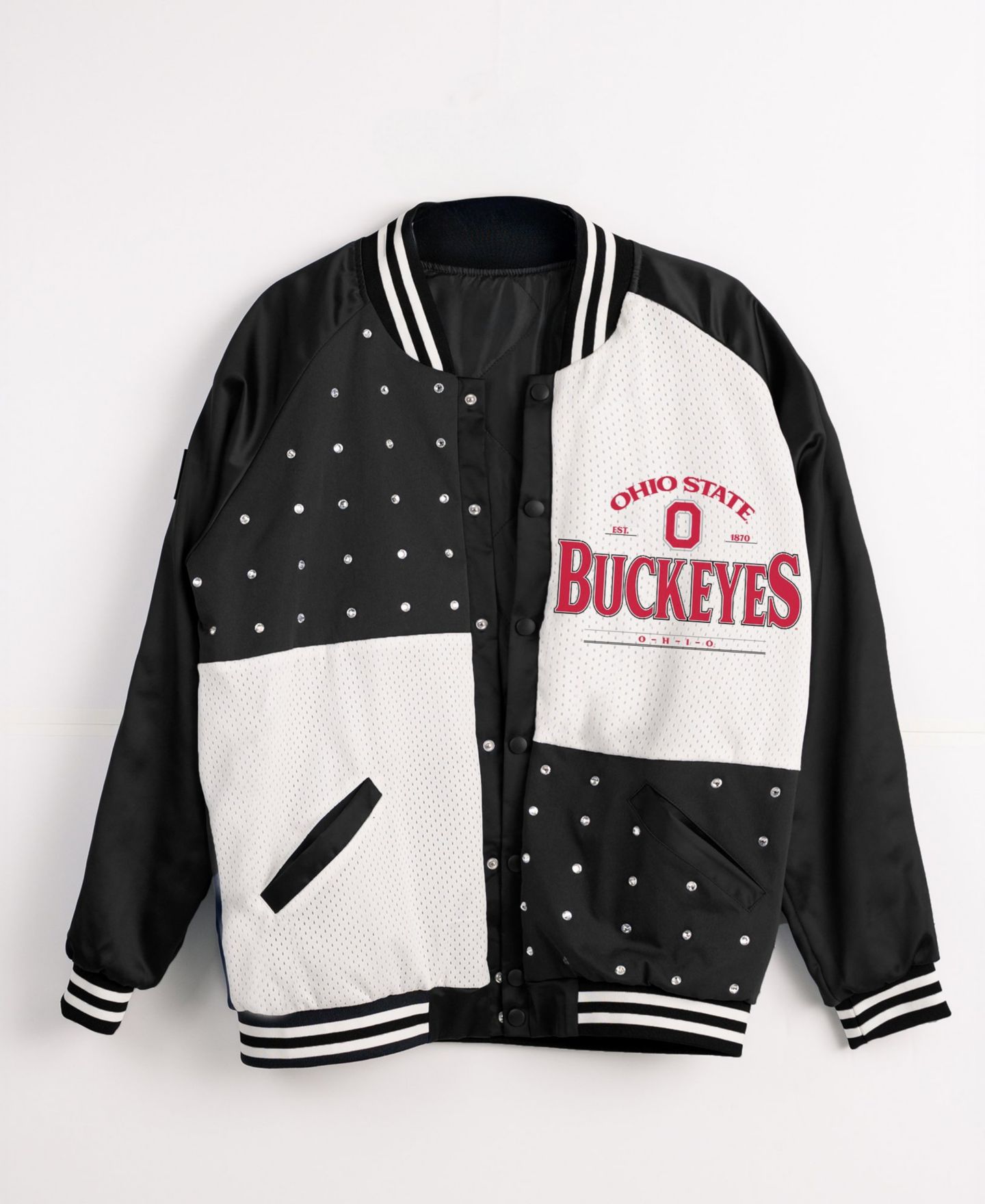 Женская куртка Gameday Couture Black Ohio State Buckeyes Oversized Inner Drive Varsity Rhinestone Full-Snap Bomber — фото 5