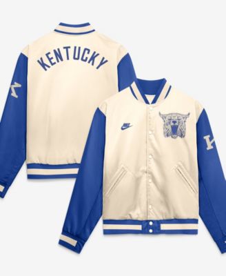 Men's Natural/Royal Kentucky Wildcats Legacy Full-Snap Bomber Jacket