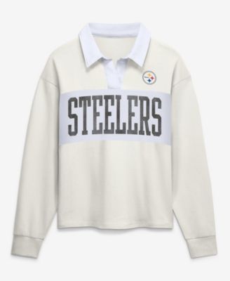 Women's Cream Pittsburgh Steelers Heritage Play Action Rugby Long sleeves Polo Shirt