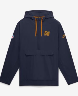 Men's Navy Green Bay Packers Sideline Broken Rules Alternate Anorak Half-Zip Hoodie