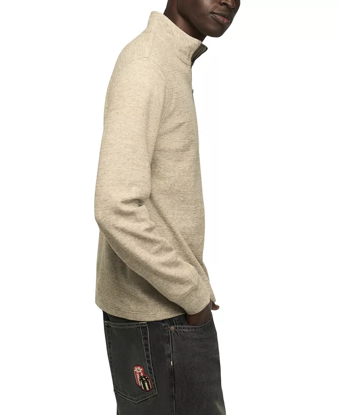 Men's Mockneck Quarter-Zip Textured Sweater - thumbnail 3