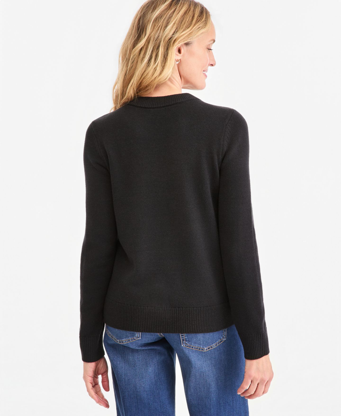 Женский свитер Style & Co Holiday Crewneck Long-Sleeve, цвет: Глубокий чёрный — фото 2
