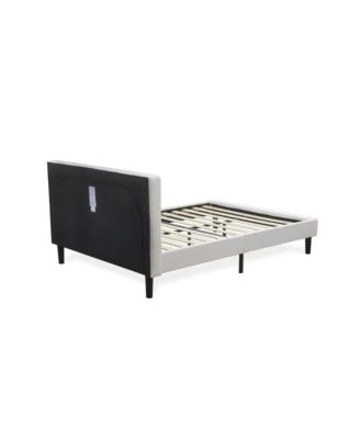 NL19Q-1DE05 2 Pc Queen Size Bedroom Set - 1 Bed Velvet Fabric Headboard and 1 Wooden Night Stand