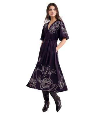 Women's Mabel Floral-Print V-Neck Short Sleeve Midi Dress