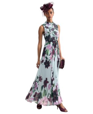 Women's Dahlia Floral-Print Pleated Maxi Dress