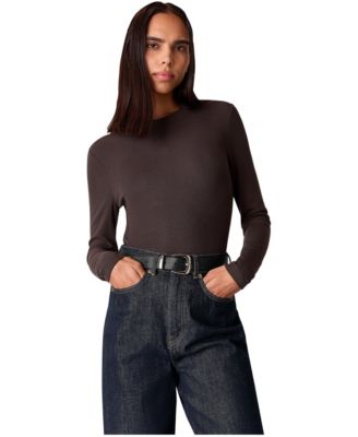 Women's Essential Long-Sleeve Crewneck Viscose-Blend T-Shirt