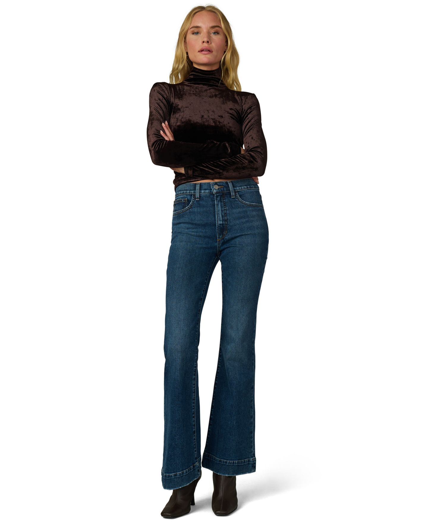Женская футболка Joe's Jeans Tony Long Crush Velvet Turtleneck Long-Sleeve, цвет: Какао — фото 2