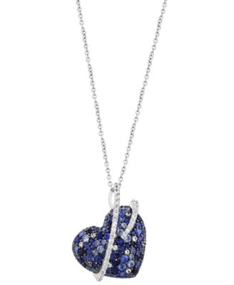 Blue Sapphire (2-1/3 ct. t.w.) & White Sapphire (1/3 ct. t.w.) Pendant Necklace in Sterling Silver