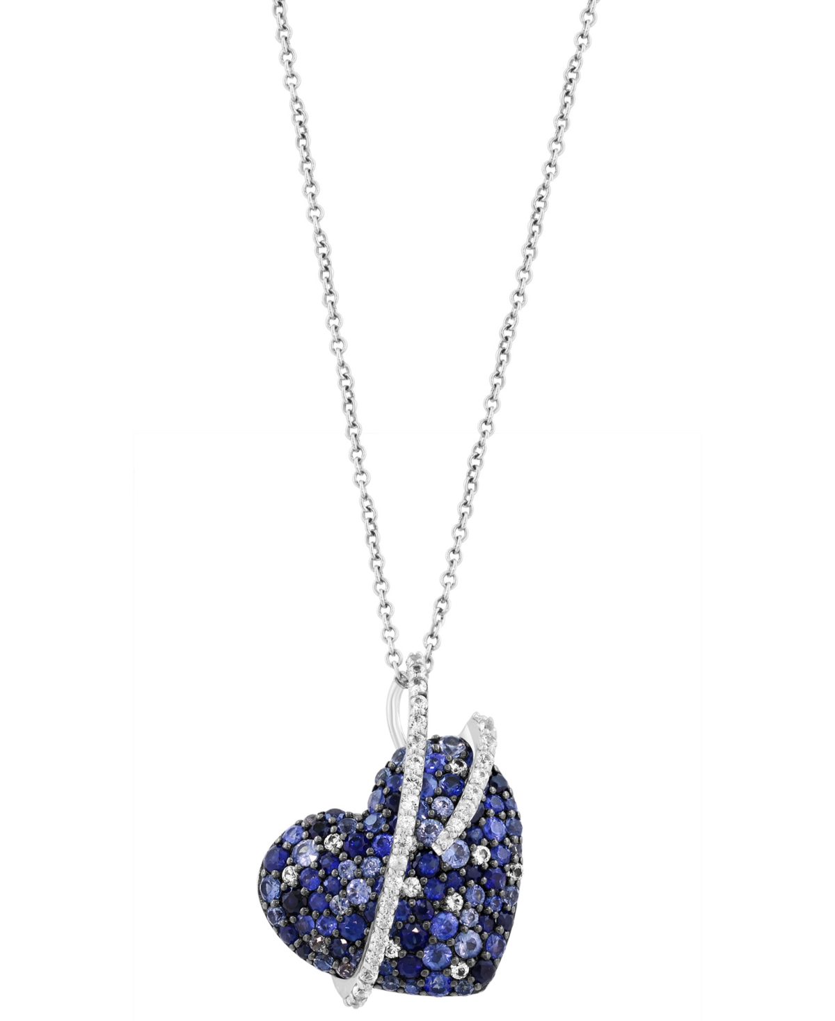 Effy Collection Blue Sapphire (2-1/3 ct. t.w.) & White Sapphire (1/3 ct. t.w.) Pendant Necklace in Sterling Silver - Sapphire