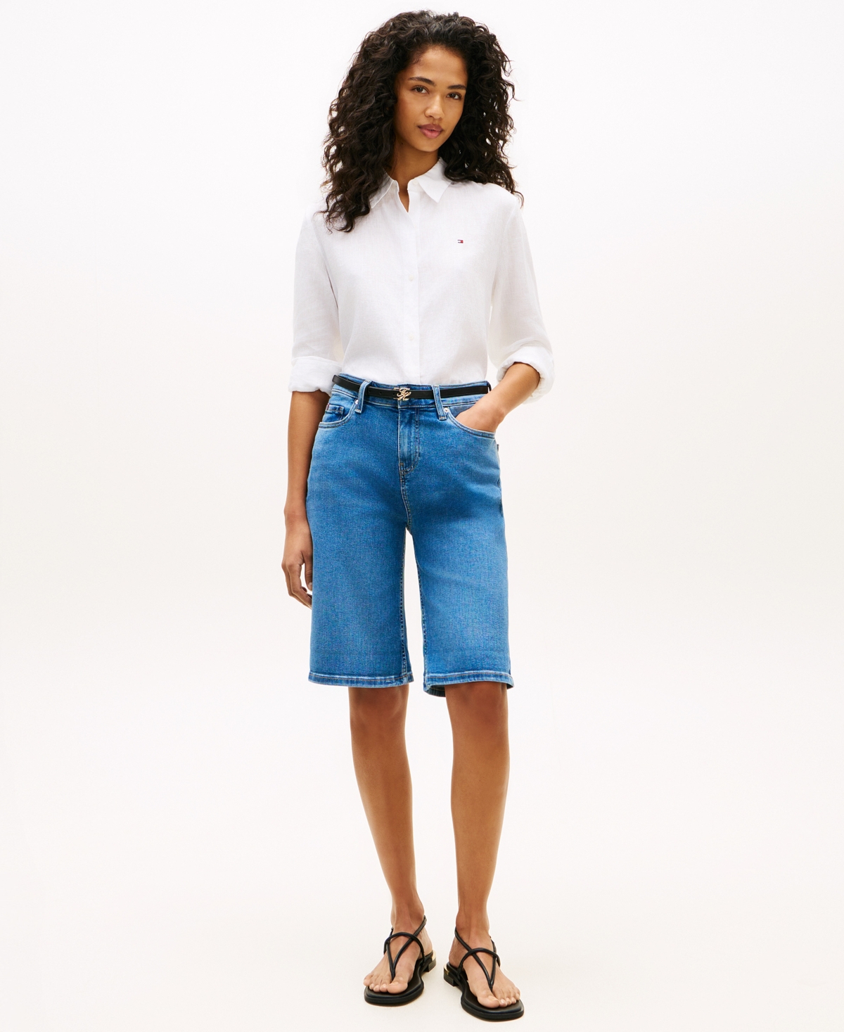 Tommy Hilfiger Women's High-Waisted Bermuda Denim Shorts, 9" Inseam