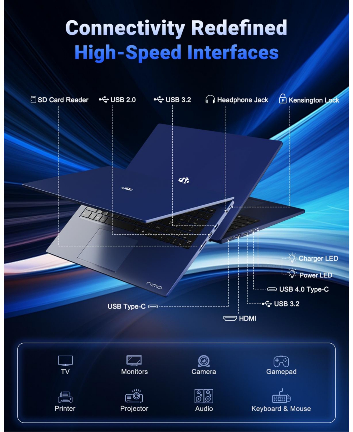 Nimo 17.3 Gaming Laptop, 8 Core Amd Ryzen 7 8745HS 32GB Ram 1TB Ssd Radeon 780M, with eGPU Dock Rx 7600M Xt 8GB GDDR6