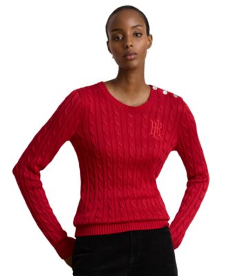 Women's Button-Trim Cable-Knit Sweater