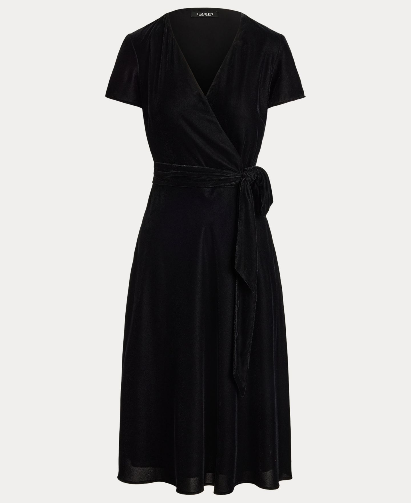 Женское платье Lauren Ralph Lauren Velvet Surplice Midi, цвет: Чёрный бархатный — фото 5