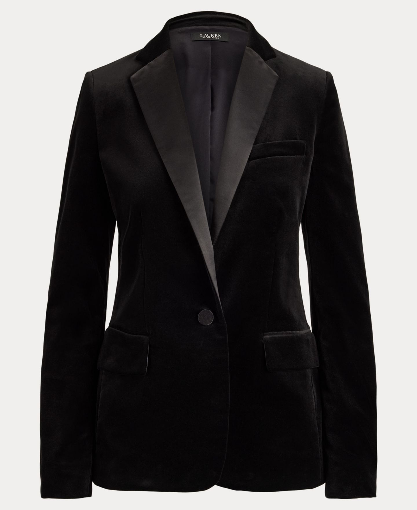 Женский пиджак Lauren Ralph Lauren Stretch Velvet Blazer, цвет: Чёрный бархатный — фото 7
