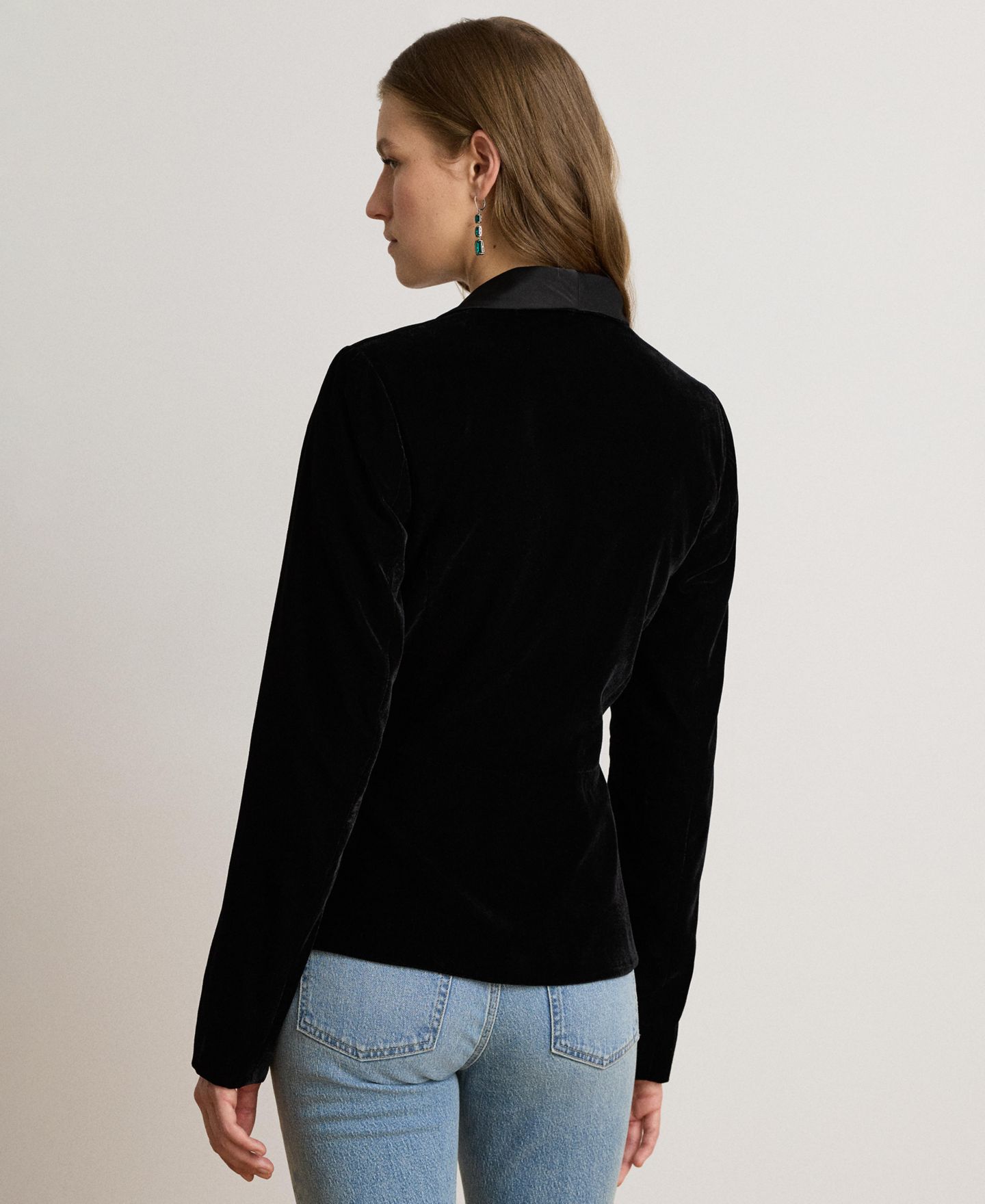 Женский пиджак Lauren Ralph Lauren Velvet Tie-Front Peplum Blazer, цвет: Чёрный бархатный — фото 4