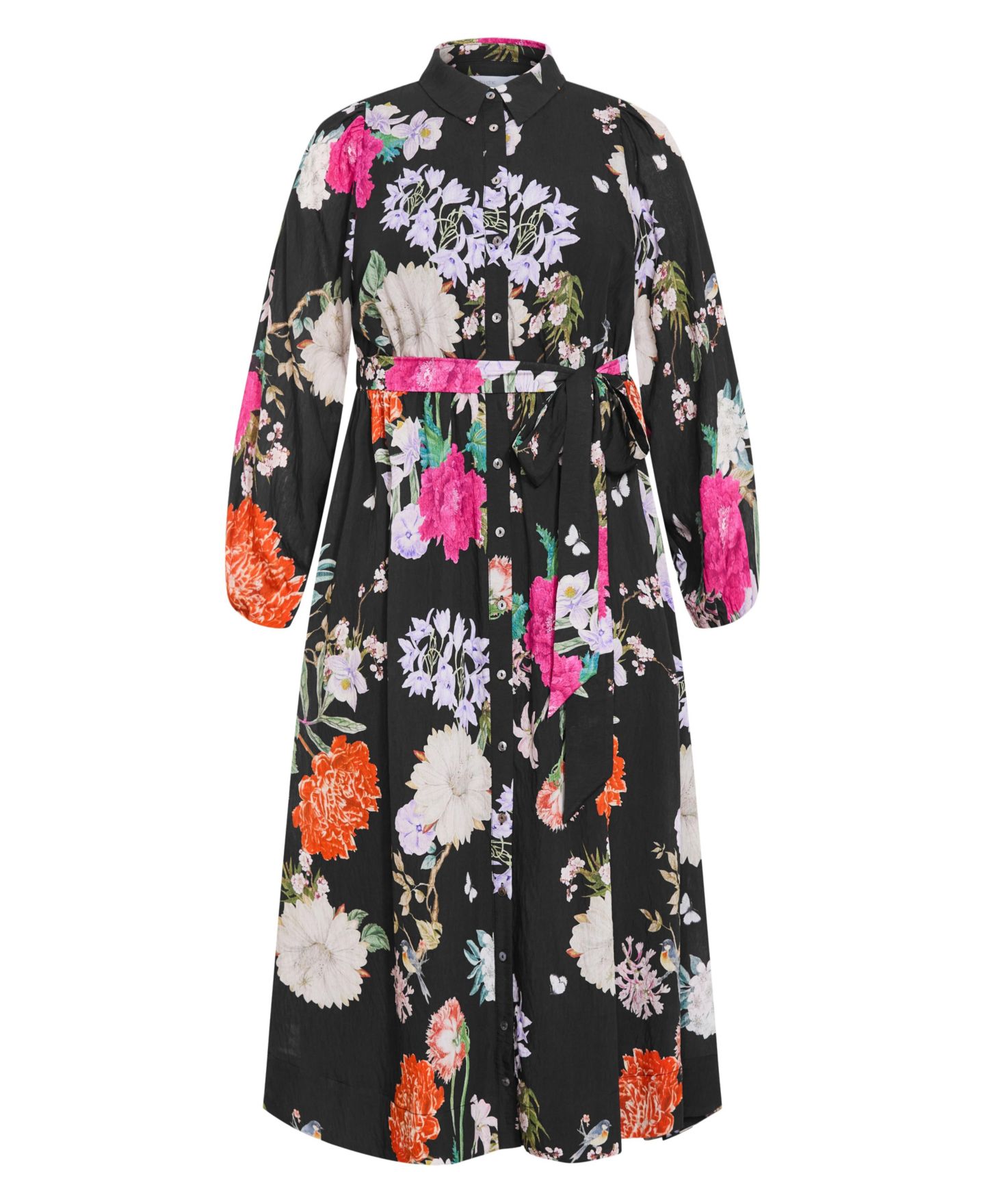 Женское платье CITY CHIC Plus Size Mary Botanique Long-Sleeve Maxi Floral, цвет: Чёрный — фото 4