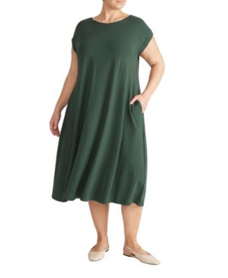 Plus Size Divine Jersey V-Neck A-Line Midi Dress