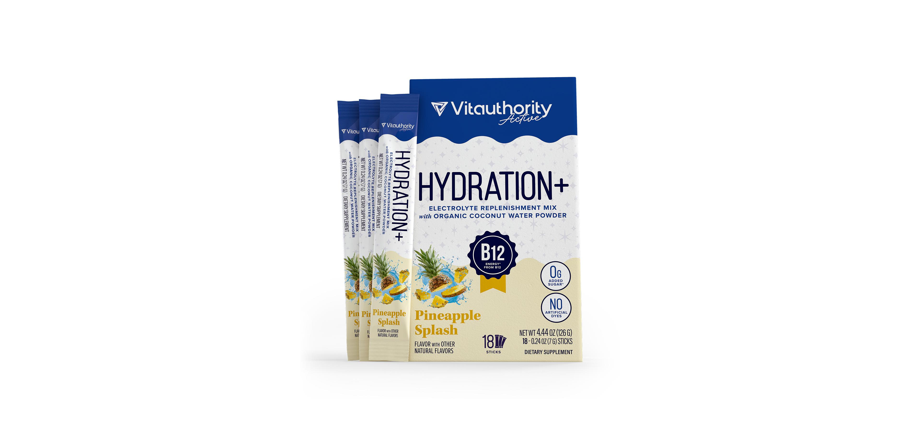 Vitauthority Electrolytes Powder Hydration Plus Pineapple Splash Flavored 18 Servings