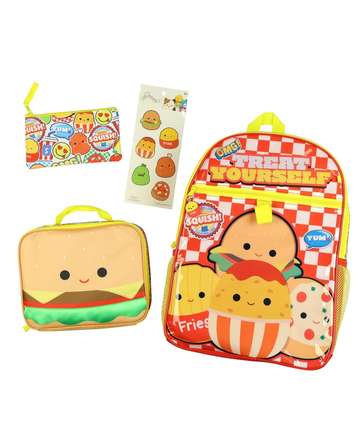Squishmallows Backpack 16 Inch Treat Yourself 5 Piece Set with Detachable Lunch Box