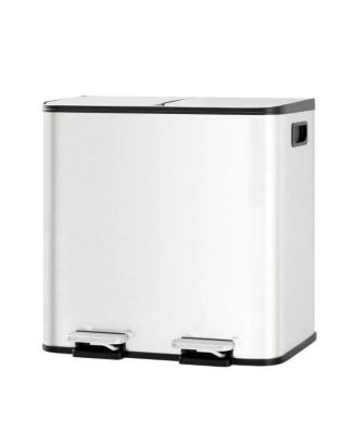 2 x 4 gal Dual Compartment Kitchen Trash Can, Garbage Can for Kitchen