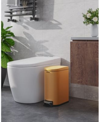 2.6 Gallon Stainless Steel Step-on Trash Can, Slim Kitchen Garbage Bin