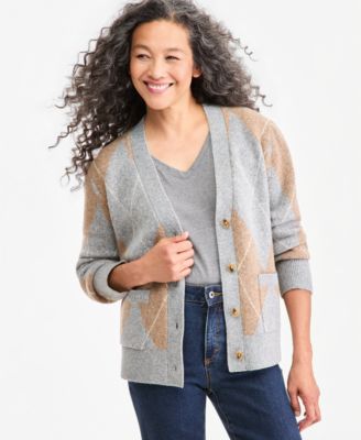 Women's Argyle V-Neck Cardigan