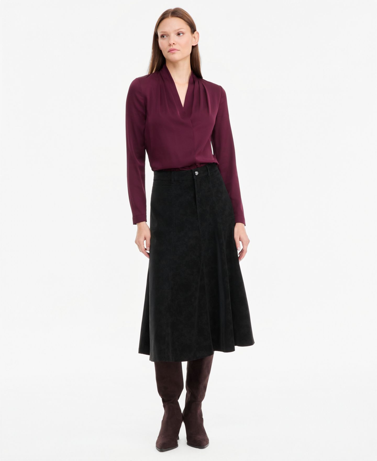 Женская блузка Kobi Halperin Nellie Long-Sleeve V-Neck Silk-Blend, цвет: Ягодный — фото 4